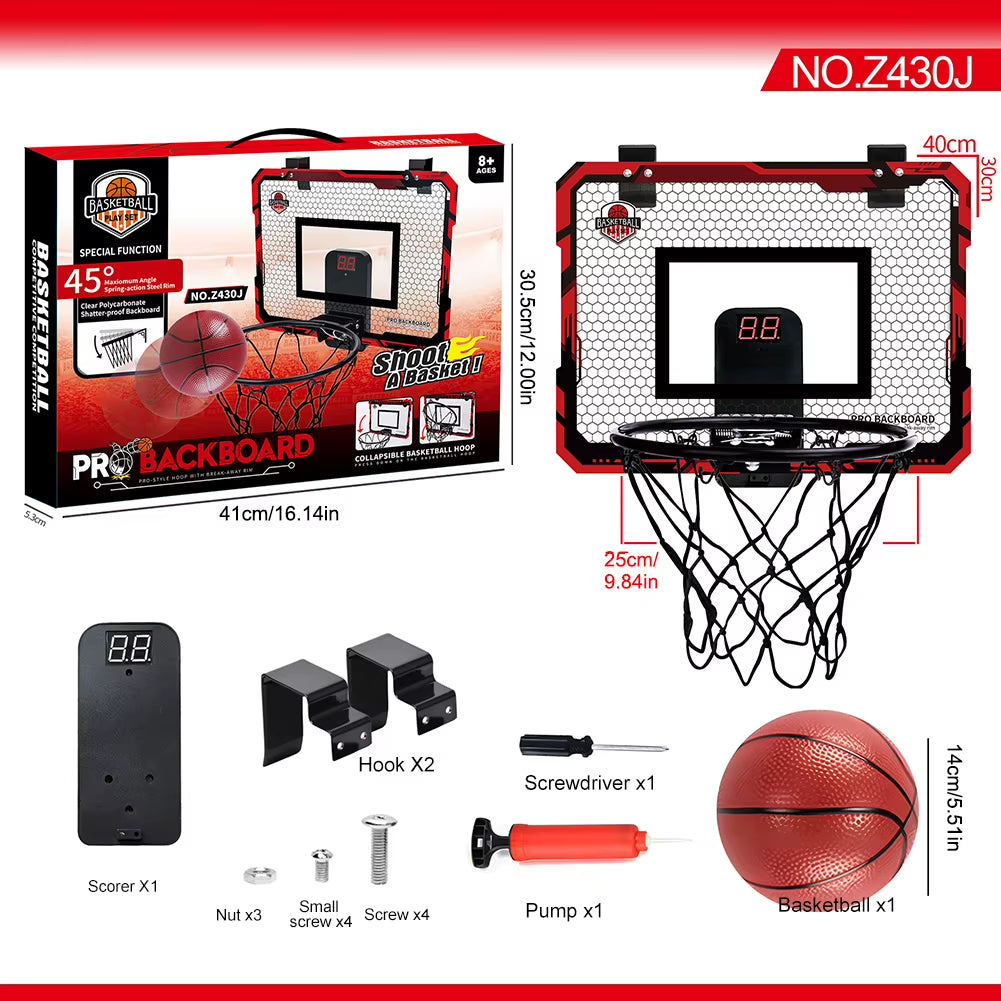 Kids Mini Basketball Hoop with Electronic Scoreboard Ball Sport Backboard Outdoor Indoor Excersise Accessory Funny Game Toys